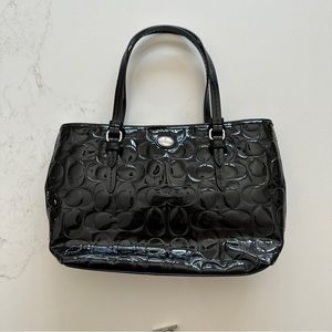 Black coach patent leather mini bag